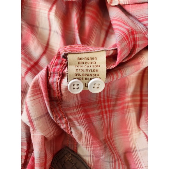 Rafter C Pearl Snap Shirt Men Large Red Plaid Western Button Up Long Sleeve - Picture 4 of 6